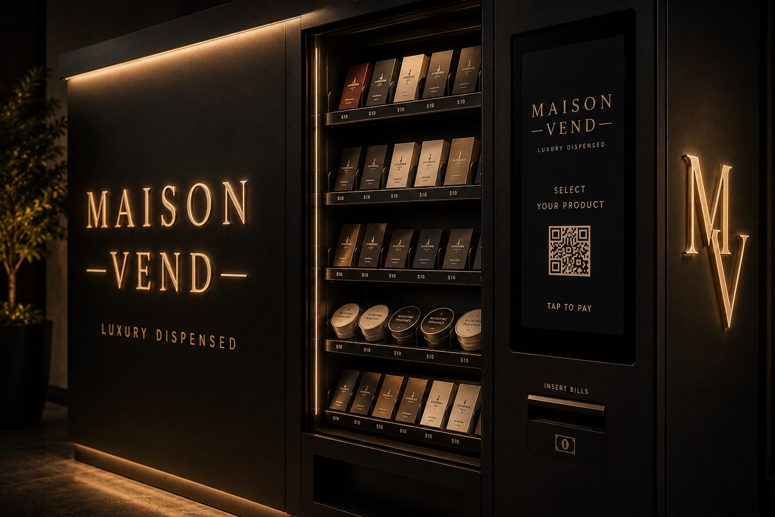 Maison Vend machine at night
