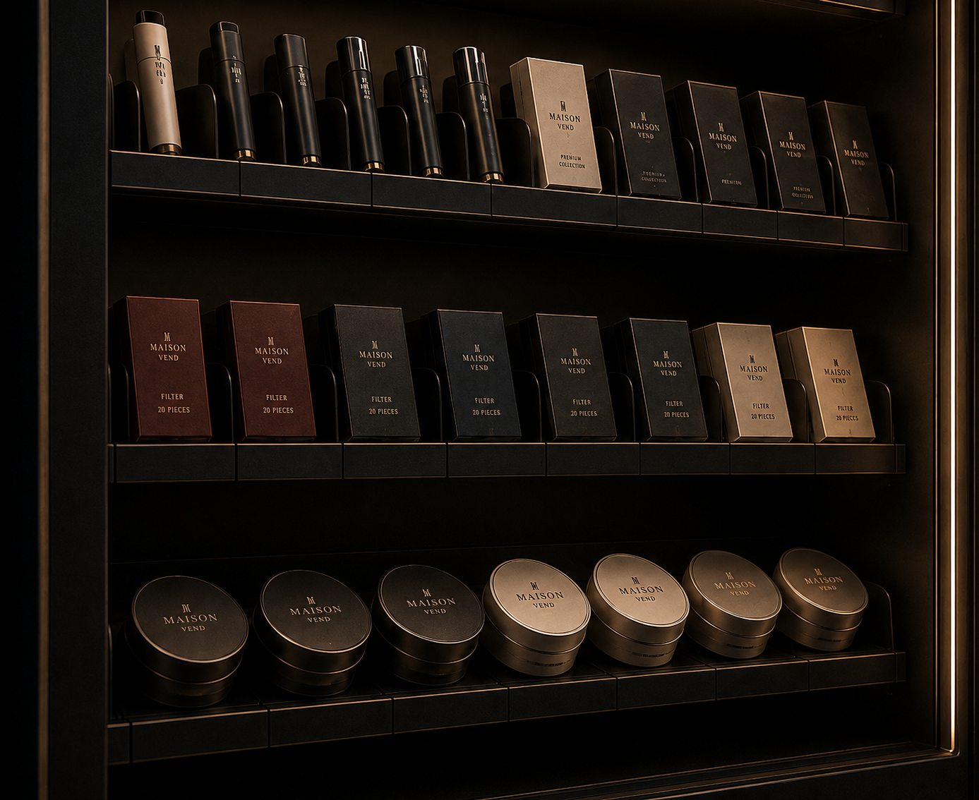 Maison Vend branded product shelf
